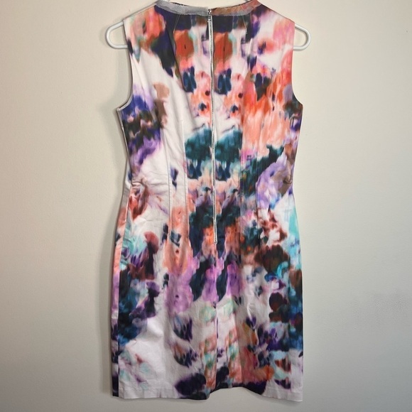 Elie Tahari Watercolor Bodycon Lined Mini Dress Size 6 - Picture 7 of 16